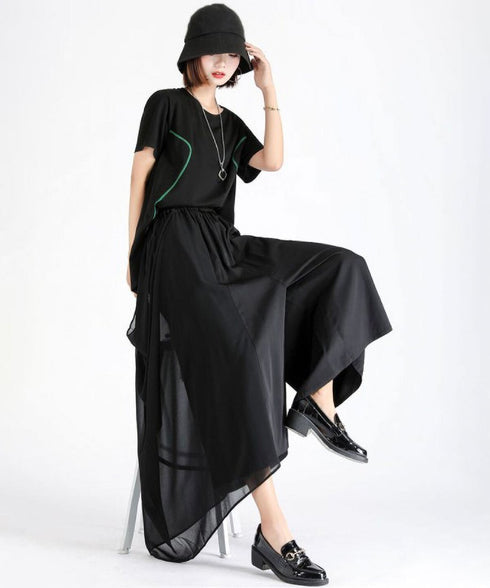 Draped Asymmetric Wide Pants